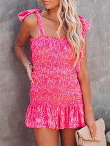 Smocked Wide Strap Mini Cami Dress - Trendsi - Flyclothing LLC