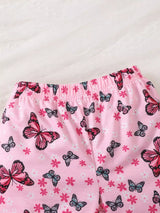 Children's Little Sister Butterfly Print Ruffle Trim Set - Trendsi - Flyclothing LLC