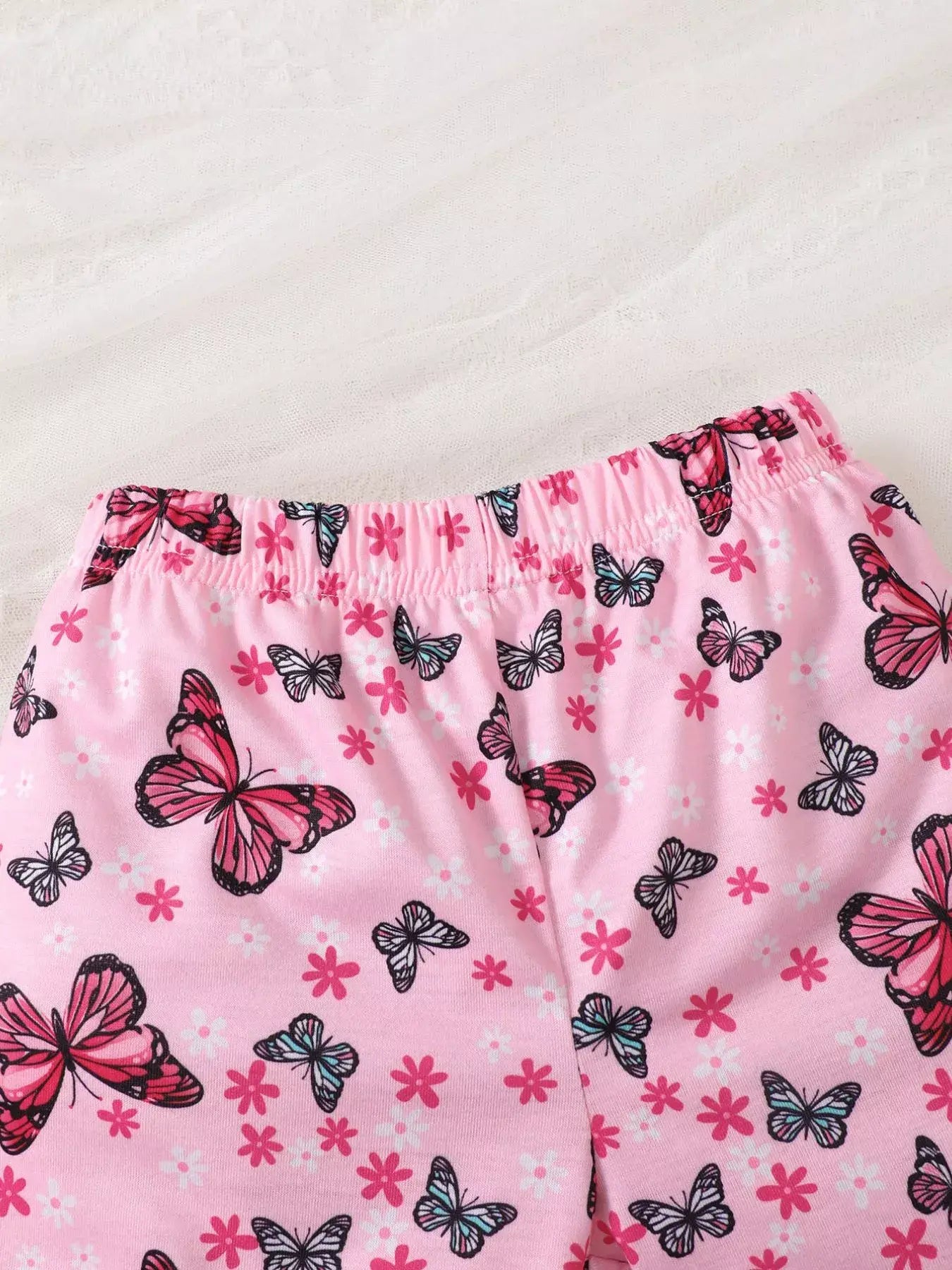 Children's Little Sister Butterfly Print Ruffle Trim Set - Trendsi - Flyclothing LLC