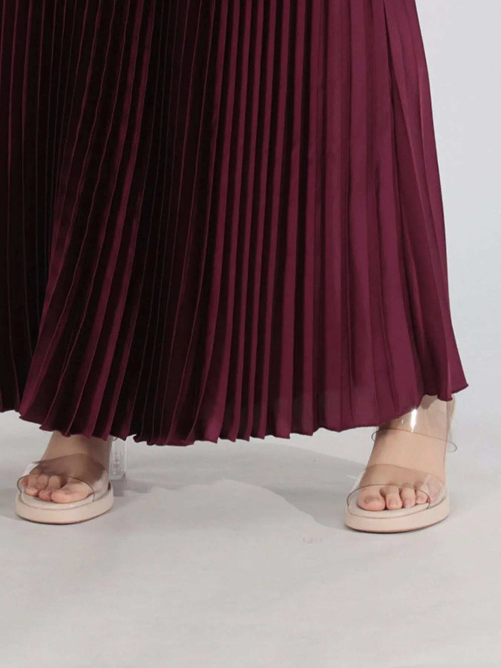 Button Up Long Sleeve Top and Pleated Skirt Set - Trendsi - Flyclothing LLC