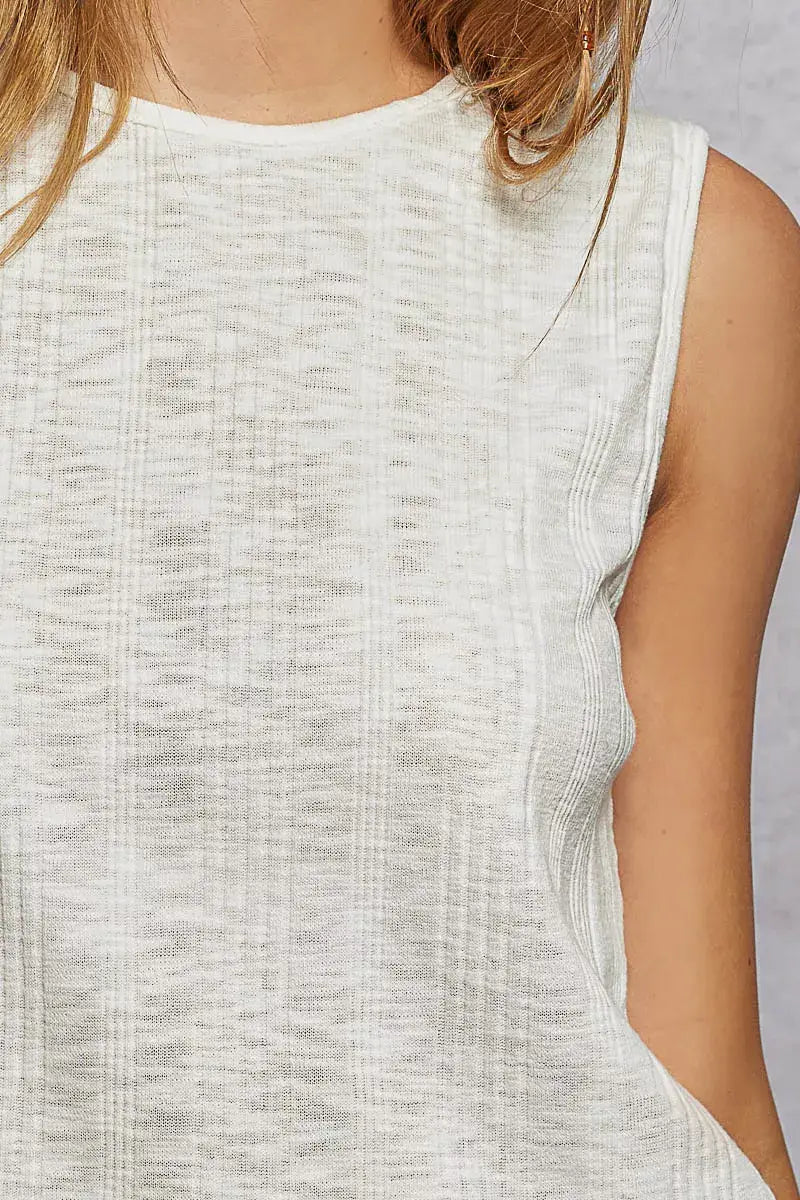 POL Textured Round Neck Cropped Tank - Trendsi - Flyclothing LLC