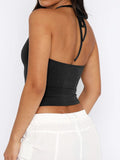 Lace Detail Halter Neck Cami - Trendsi