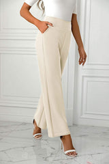 High Waist Straight Leg Pants - Trendsi - Flyclothing LLC