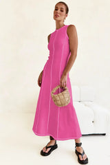 Contrast Stitching Maxi Tank Dress - Trendsi - Flyclothing LLC