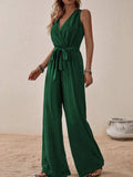 Tied Surplice Sleeveless Wide Leg Jumpsuit - Trendsi - Flyclothing LLC