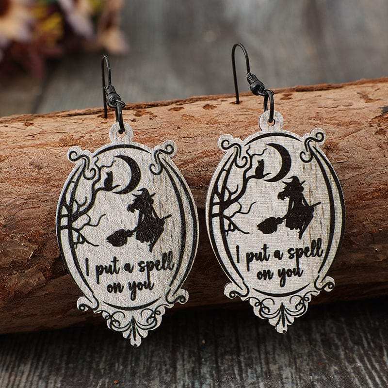 Witch Wooden Dangle Earrings - Trendsi - Flyclothing LLC