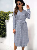 Button Down Printed Long Sleeve Shirt Dress - Trendsi - Flyclothing LLC