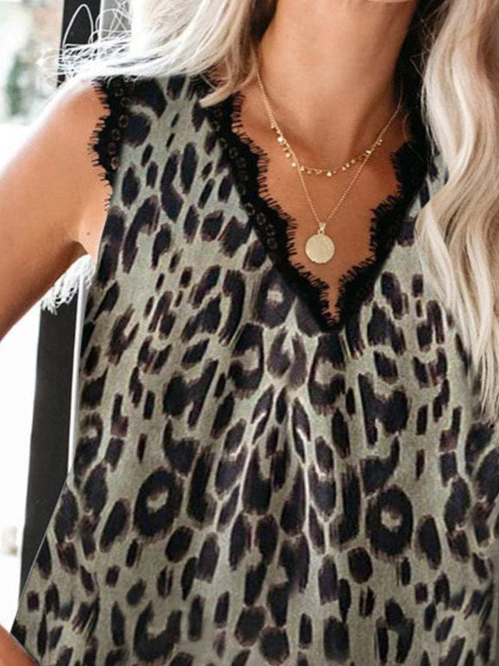 Lace Detail V-Neck Tank - Trendsi - Flyclothing LLC