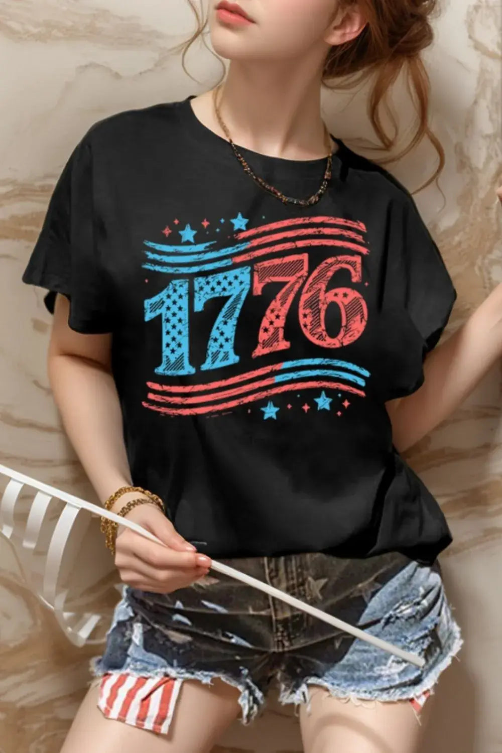 Graphic Round Neck Short Sleeve T-Shirt - Trendsi - Flyclothing LLC