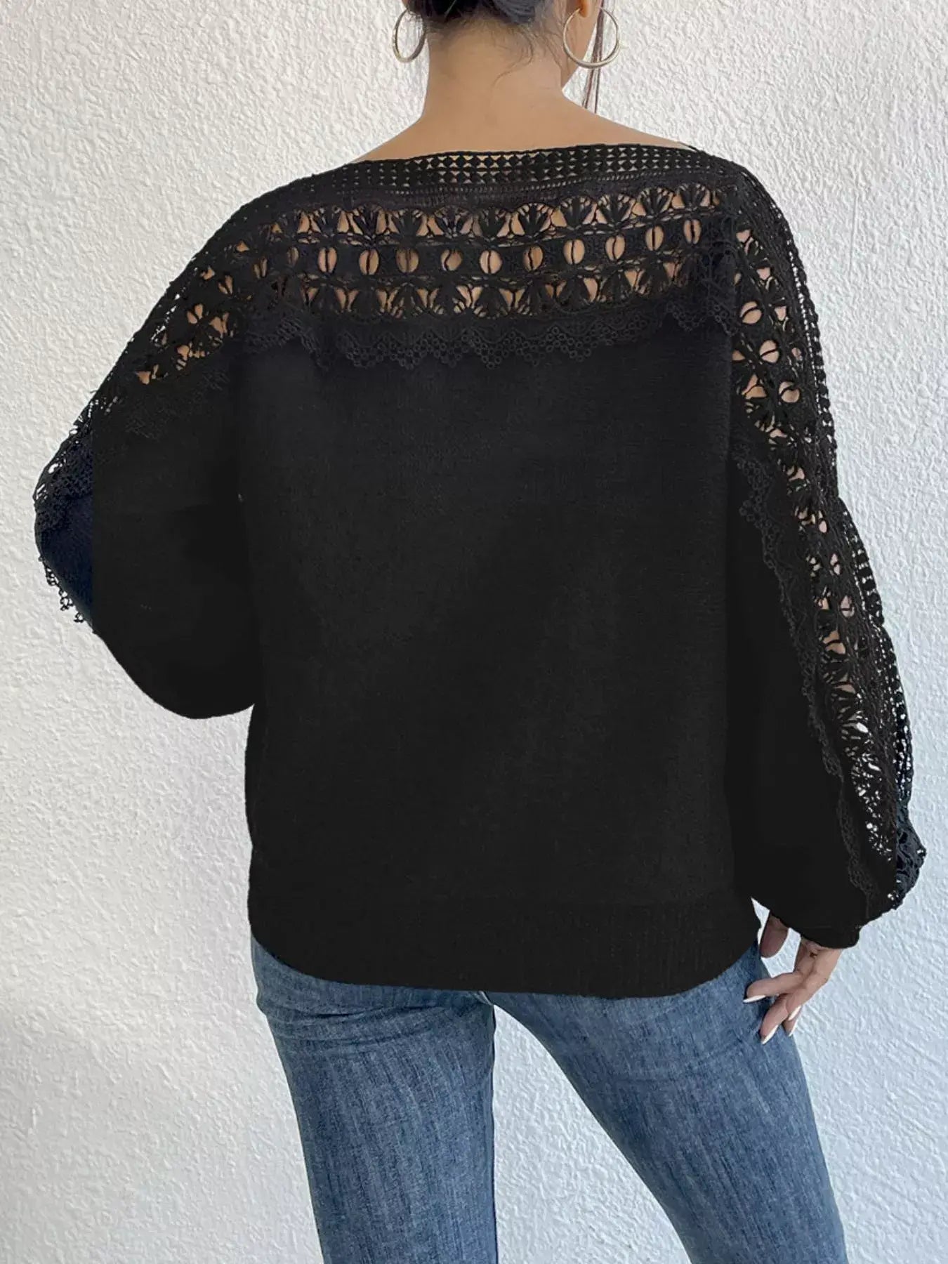 Crochet Long Sleeve Sweater - Trendsi - Flyclothing LLC