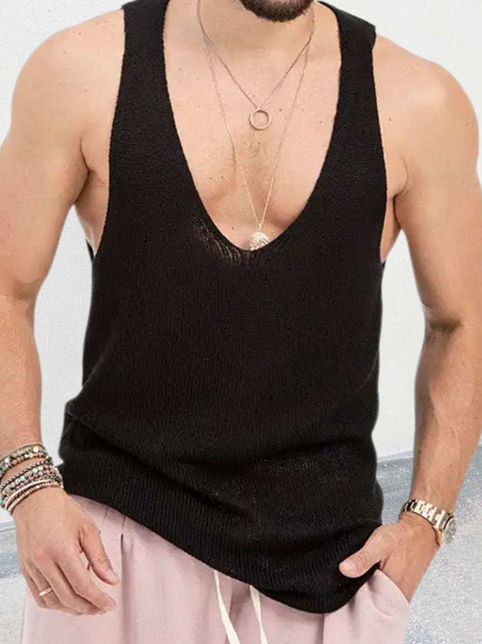 Men's Scoop Neck Knit Tank - Trendsi - Flyclothing LLC