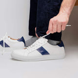 61-101-NVY OLYMPIAS Italian Calfskin and Crocodile Stripe, Navy - Zelli Italia - Flyclothing LLC