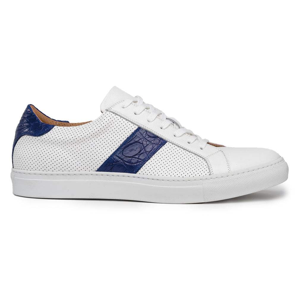 61-101-NVY OLYMPIAS Italian Calfskin and Crocodile Stripe, Navy - Zelli Italia - Flyclothing LLC