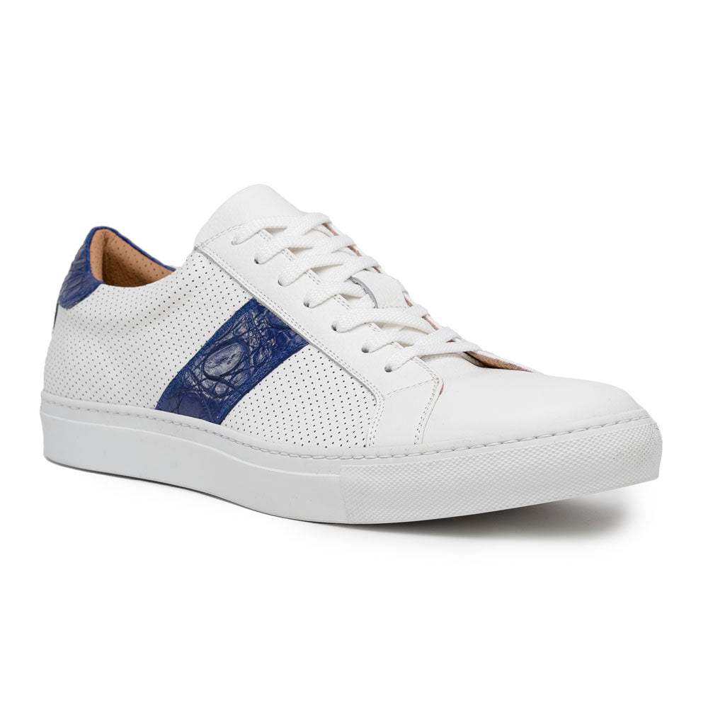 61-101-NVY OLYMPIAS Italian Calfskin and Crocodile Stripe, Navy - Zelli Italia - Flyclothing LLC