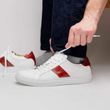 61-101-RED OLYMPIAS Italian Calfskin and Crocodile Stripe, Red - Zelli Italia - Flyclothing LLC