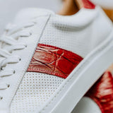 61-101-RED OLYMPIAS Italian Calfskin and Crocodile Stripe, Red - Zelli Italia - Flyclothing LLC