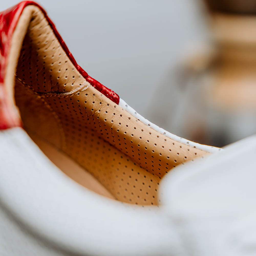 61-101-RED OLYMPIAS Italian Calfskin and Crocodile Stripe, Red - Zelli Italia - Flyclothing LLC