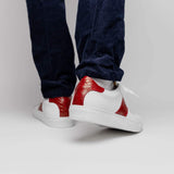 61-101-RED OLYMPIAS Italian Calfskin and Crocodile Stripe, Red - Zelli Italia - Flyclothing LLC