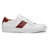 61-101-RED OLYMPIAS Italian Calfskin and Crocodile Stripe, Red - Zelli Italia - Flyclothing LLC