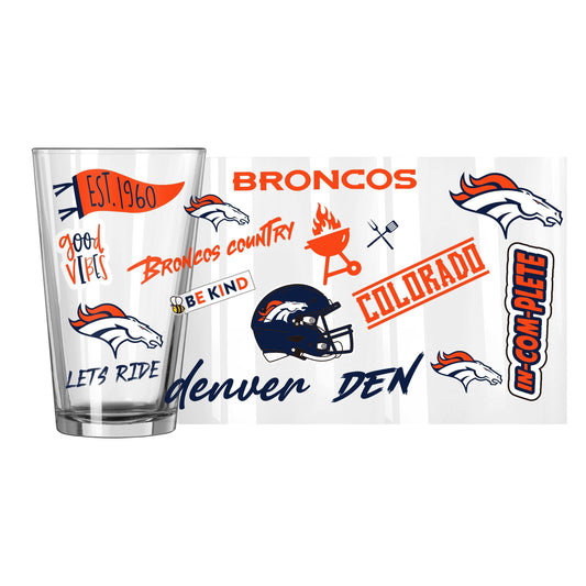 Denver Broncos 16oz Native Pint Glass - Logo Brands - Flyclothing LLC