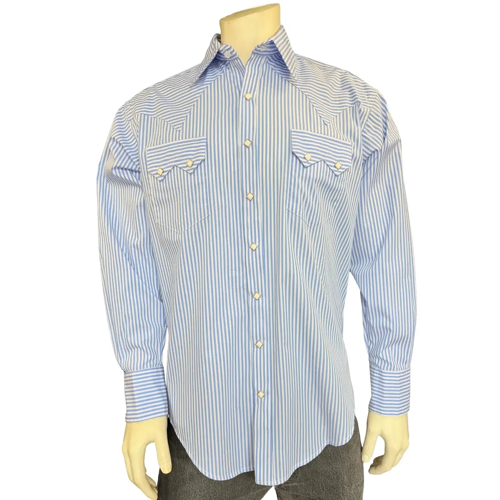 Rockmount Ranch Wear mens fine blue stripe western shirt - Rockmount Clothing - Flyclothing LLC