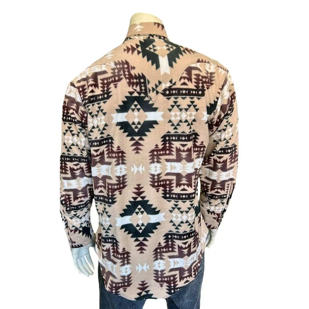 Rockmont Clothing Men's Native Pattern Fleece Western Shirt in Brown & Tan - Rockmount Clothing - Flyclothing LLC