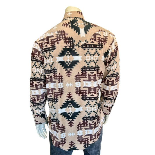 Rockmont Clothing Men's Native Pattern Fleece Western Shirt in Brown & Tan - Rockmount Clothing