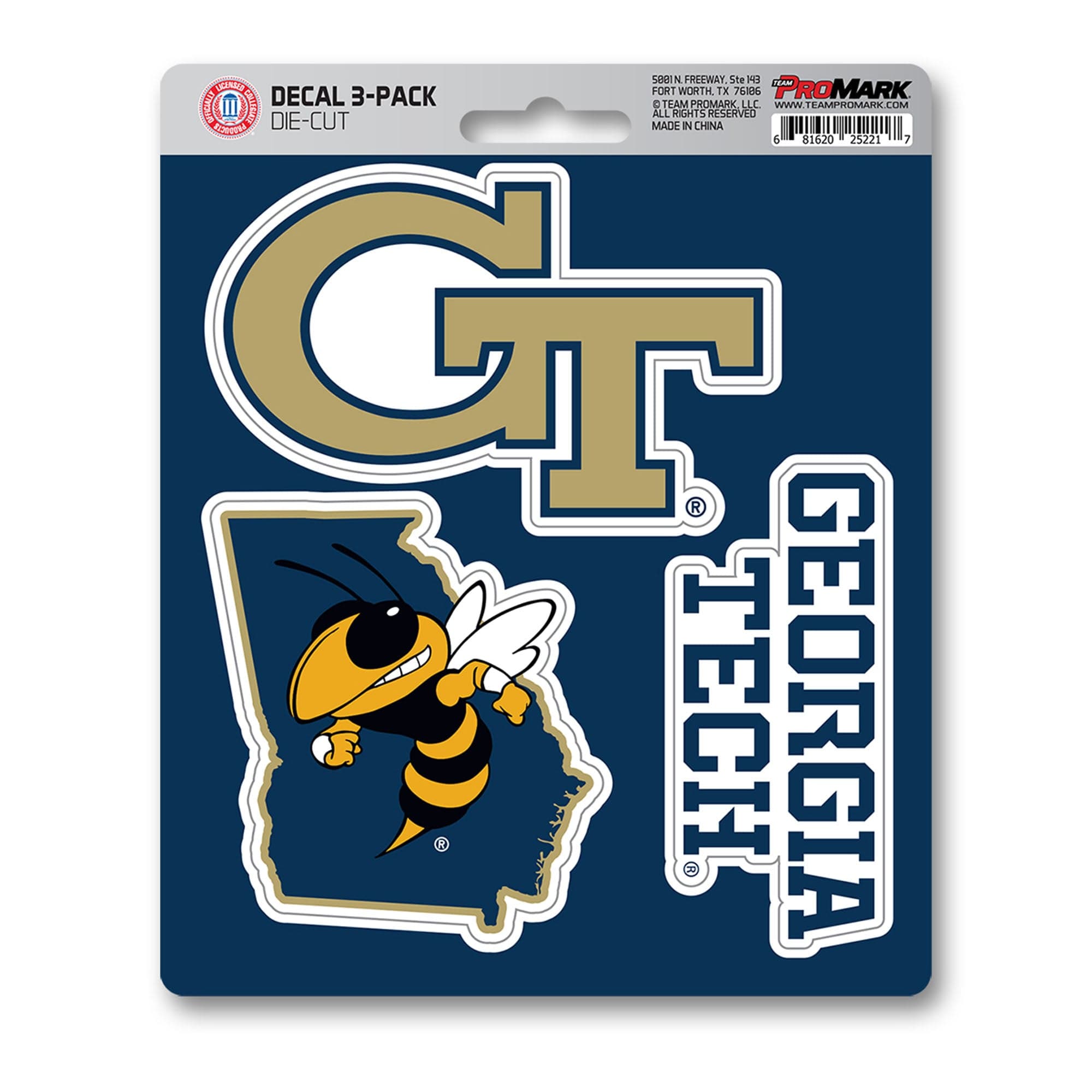 Georgia Tech Yellow Jackets 3 Piece Decal Sticker Set - Georgia Tech