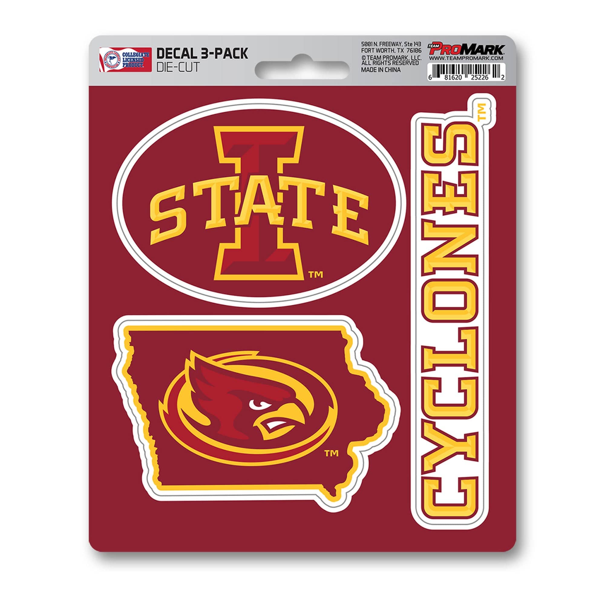 Iowa State Cyclones 3 Piece Decal Sticker Set - Iowa State