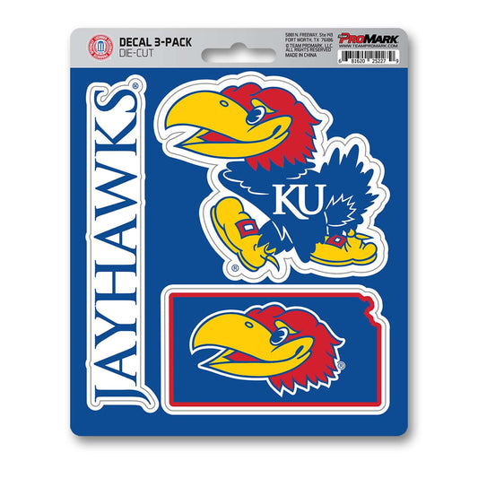 Kansas Jayhawks 3 Piece Decal Sticker Set - Kansas
