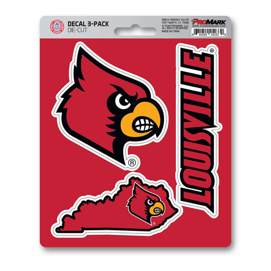 Louisville Cardinals 3 Piece Decal Sticker Set - Louisville