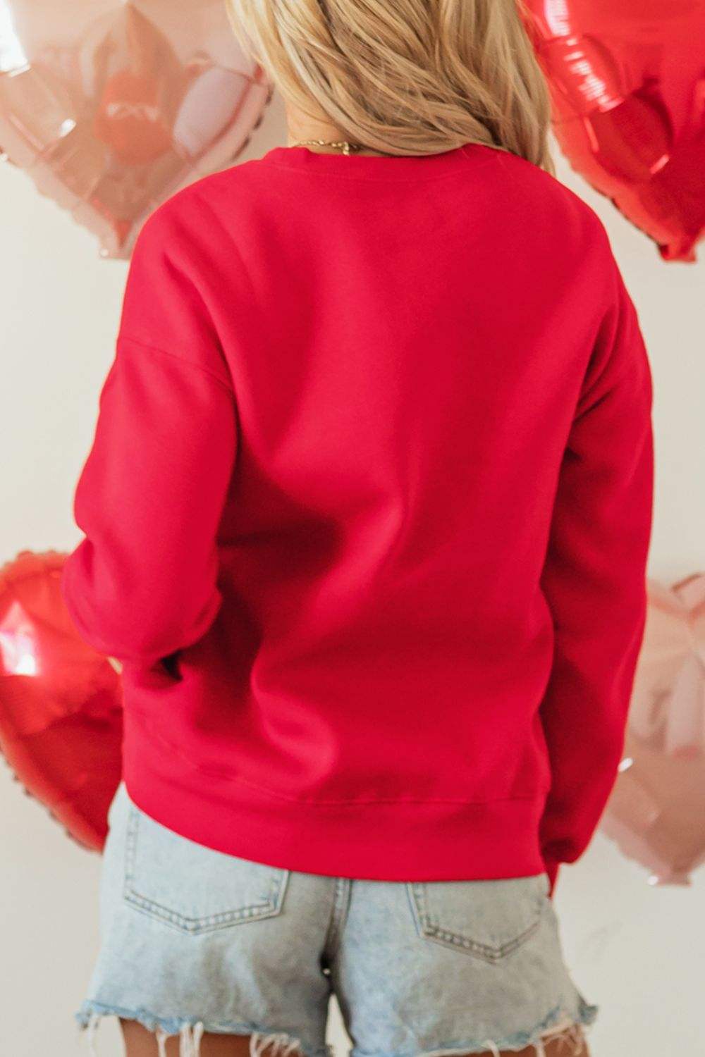 Valentine’s Day XOXO Round Neck Drop Shoulder Sweatshirt - Trendsi - Flyclothing LLC
