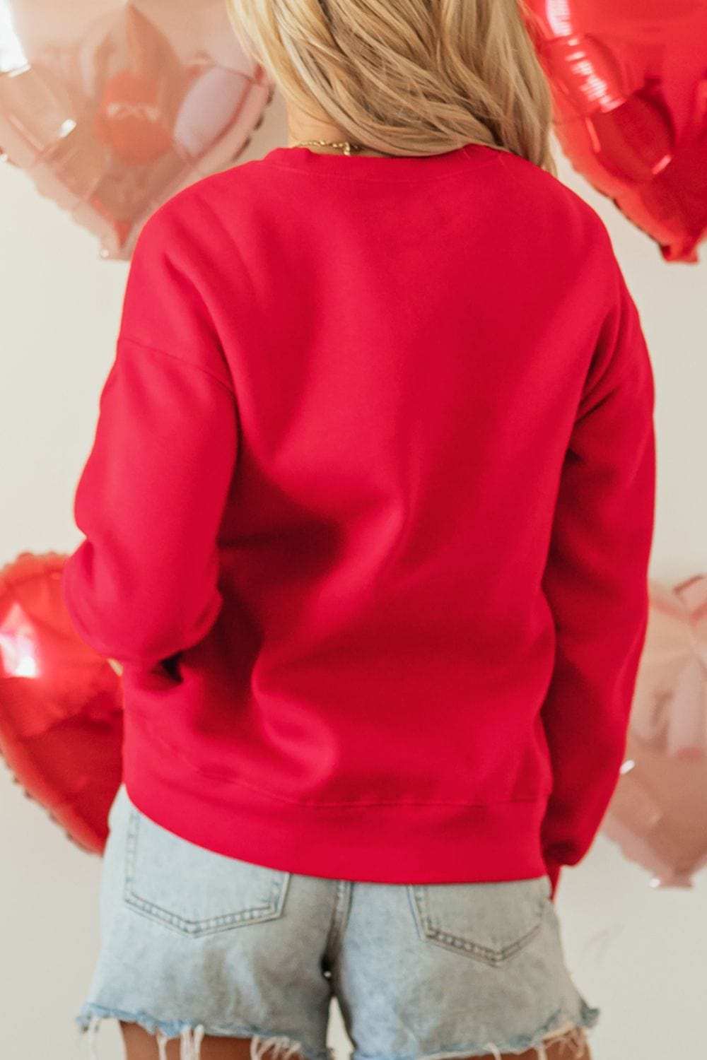 Valentine’s Day XOXO Round Neck Drop Shoulder Sweatshirt - Trendsi - Flyclothing LLC