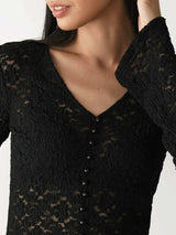 Lace V-Neck Flare Sleeve T-Shirt - Trendsi - Flyclothing LLC