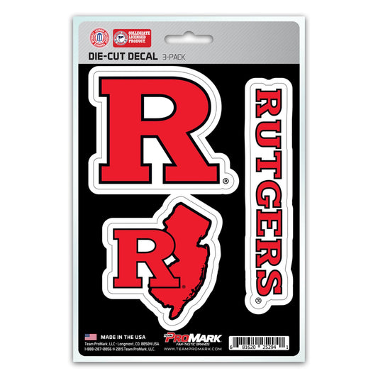 Rutgers Scarlett Knights 3 Piece Decal Sticker Set - Rutgers