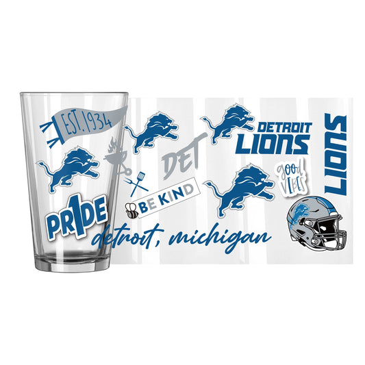 Detroit Lions 16oz Native Pint Glass - Logo Brands - Flyclothing LLC