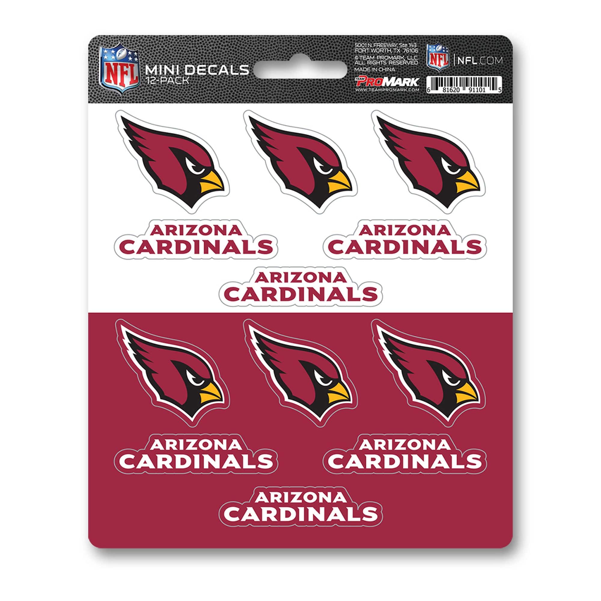 Arizona Cardinals 12 Count Mini Decal Sticker Pack - Arizona Cardinals