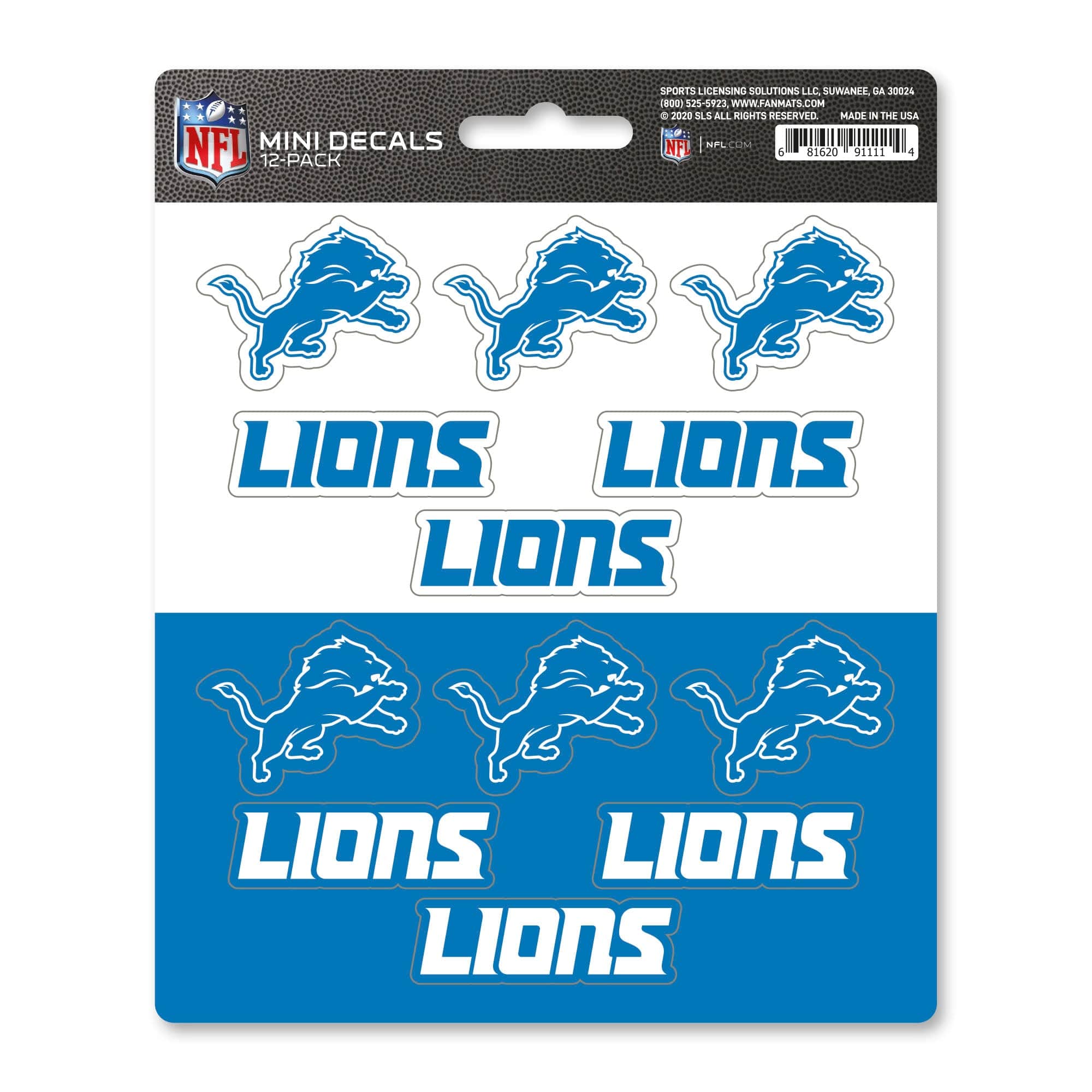 Detroit Lions 12 Count Mini Decal Sticker Pack - Detroit Lions