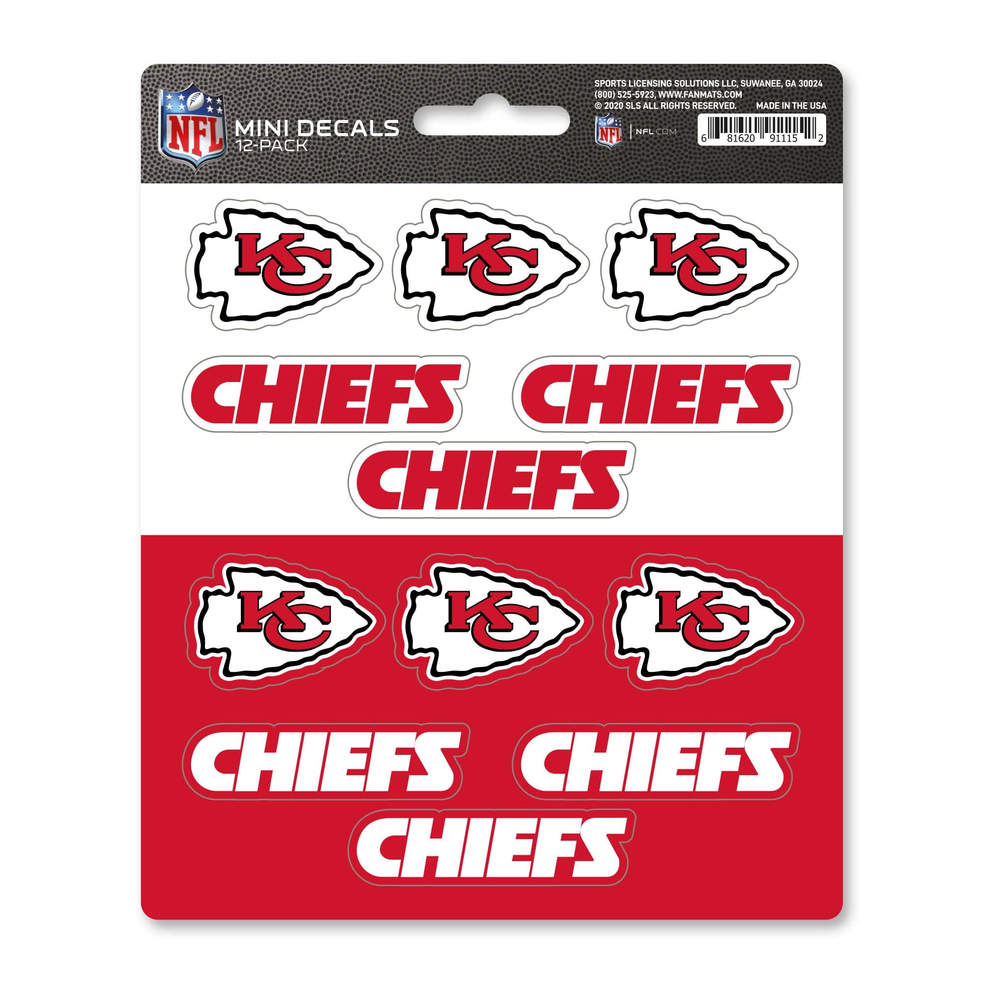 Kansas City Chiefs 12 Count Mini Decal Sticker Pack - Kansas City Chiefs