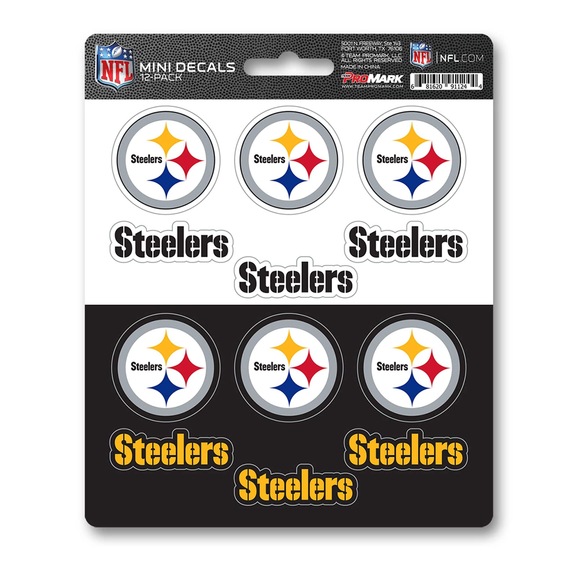 Pittsburgh Steelers 12 Count Mini Decal Sticker Pack - Pittsburgh Steelers
