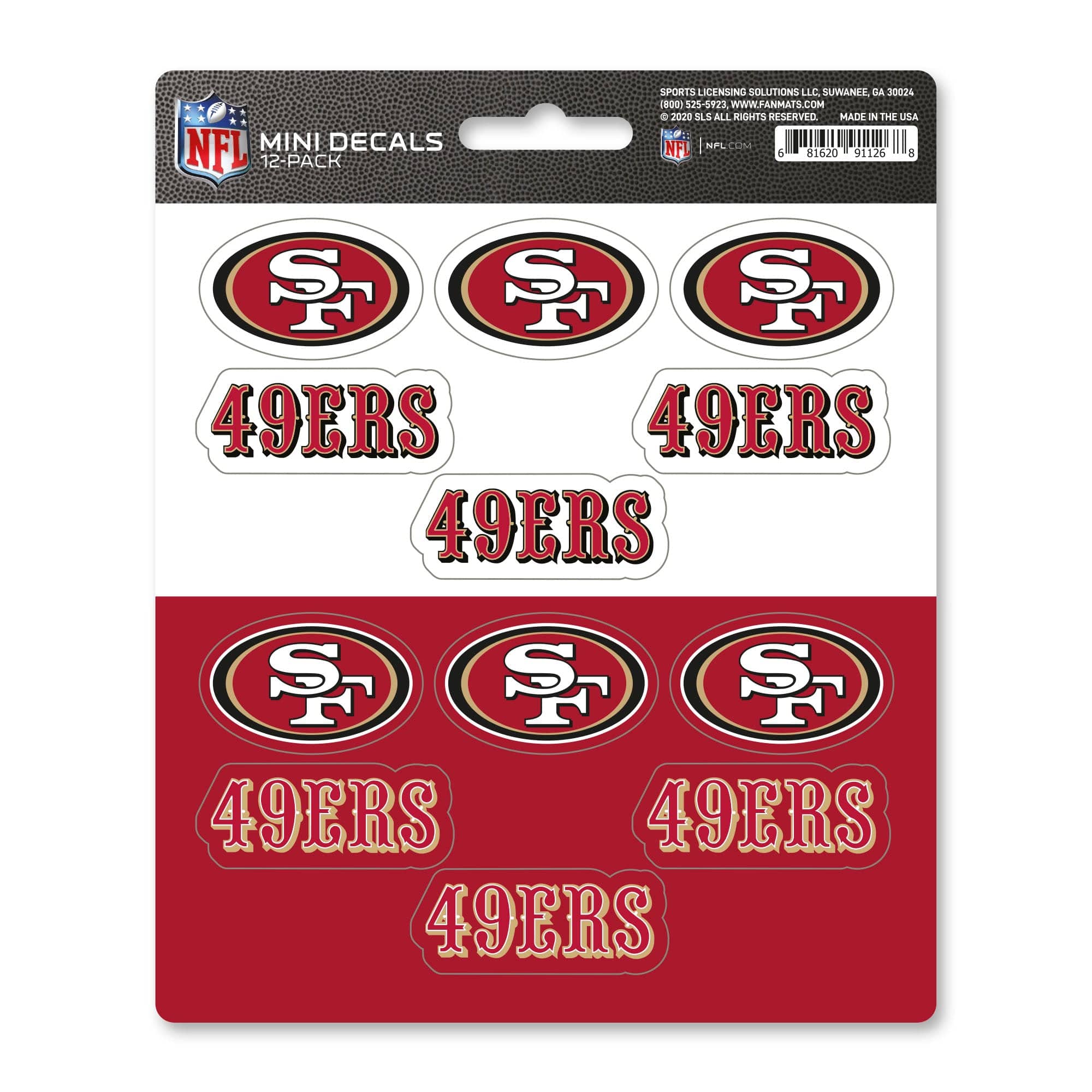 San Francisco 49ers 12 Count Mini Decal Sticker Pack - San Francisco 49ers