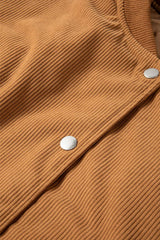 Contrast Baseball Collar Snap Down Long Sleeve Jacket - Trendsi - Flyclothing LLC