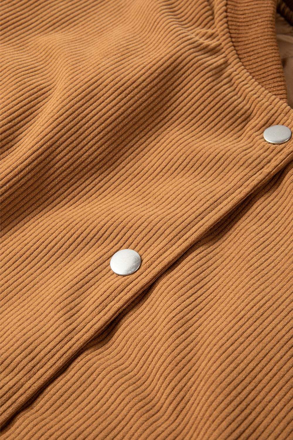 Contrast Baseball Collar Snap Down Long Sleeve Jacket - Trendsi - Flyclothing LLC