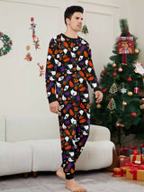 Full Size Halloween Themed Family Matching Pajama Set with Ghost and Pumpkin Print Plus Size - Trendsi - Flyclothing LLC