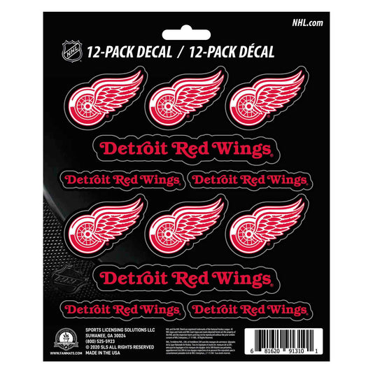 Detroit Red Wings 12 Count Mini Decal Sticker Pack - Detroit Red Wings