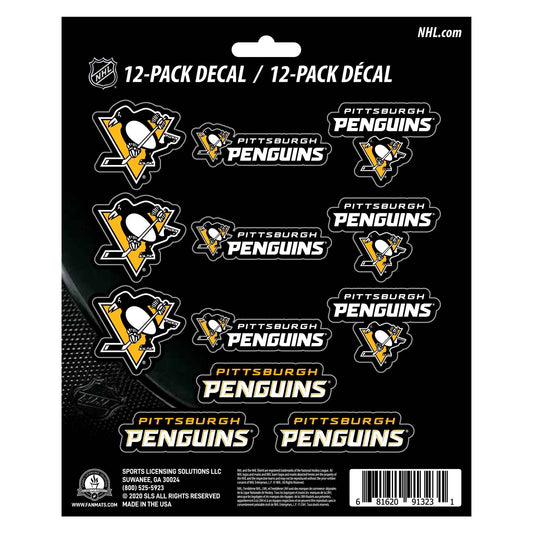 Pittsburgh Penguins 12 Count Mini Decal Sticker Pack - Pittsburgh Penguins