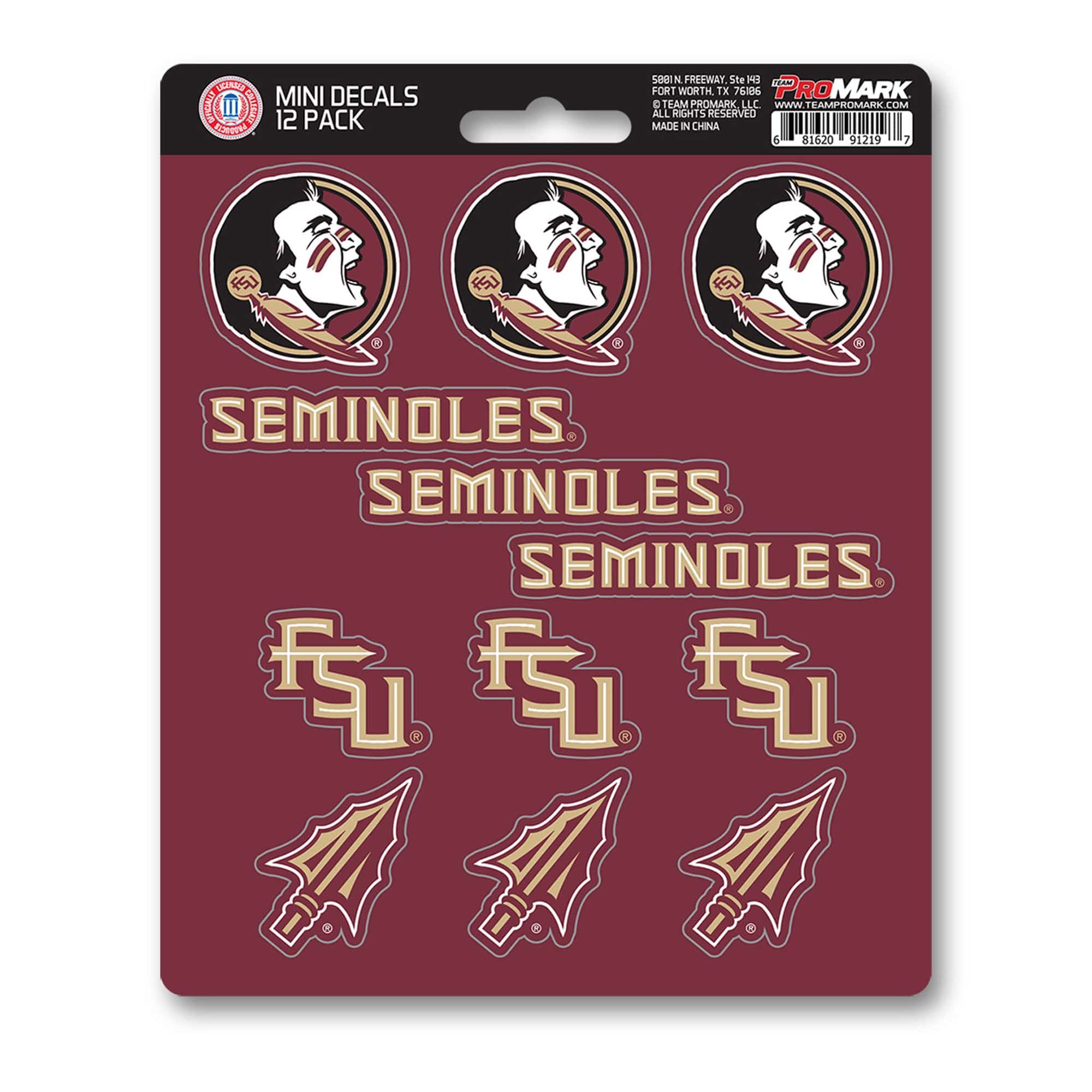 Florida State Seminoles 12 Count Mini Decal Sticker Pack - Florida State