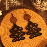 Wooden Cutout Tree Shape Earrings - Trendsi