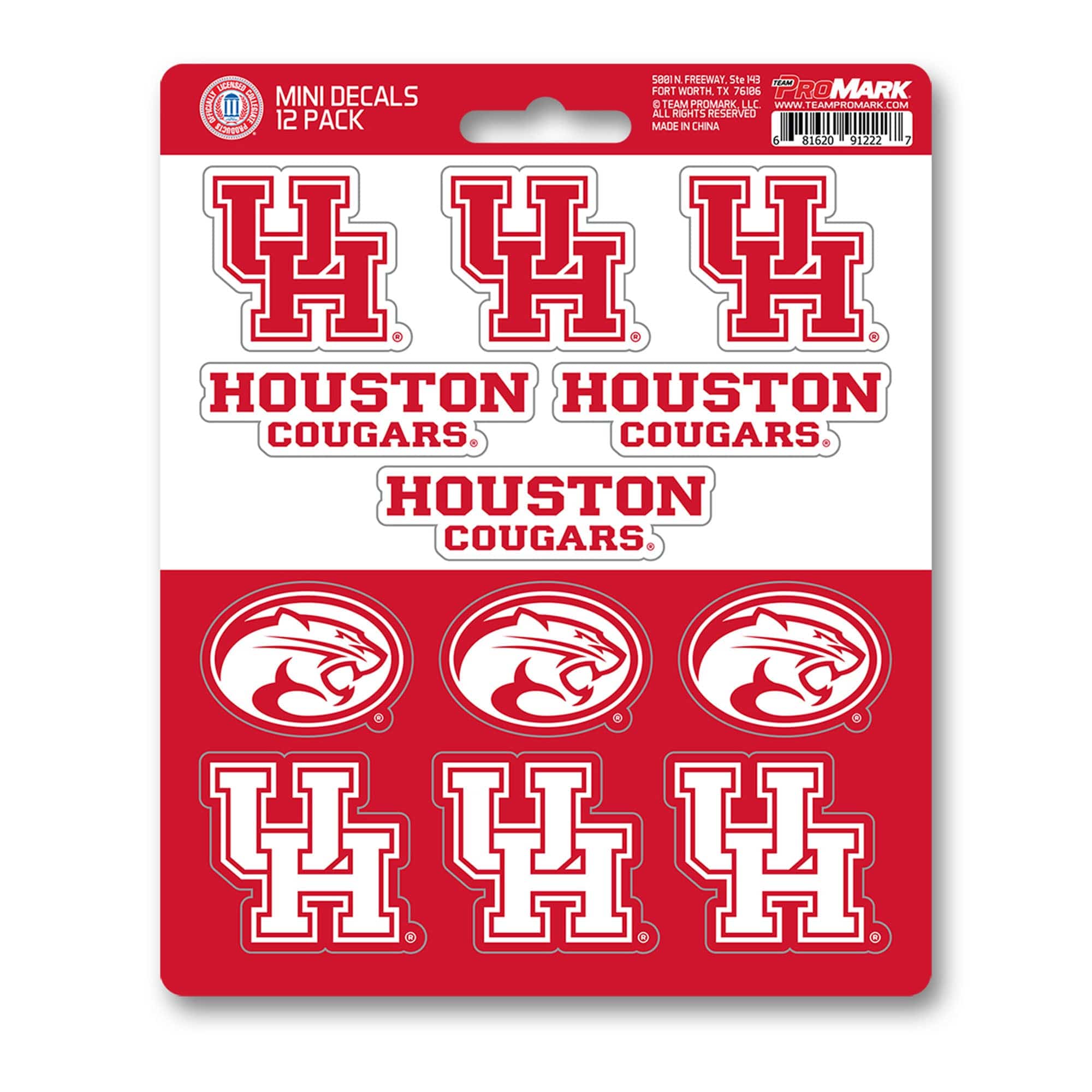 Houston Cougars 12 Count Mini Decal Sticker Pack - Houston