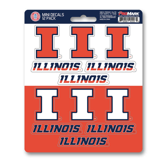 Illinois Illini 12 Count Mini Decal Sticker Pack - Illinois